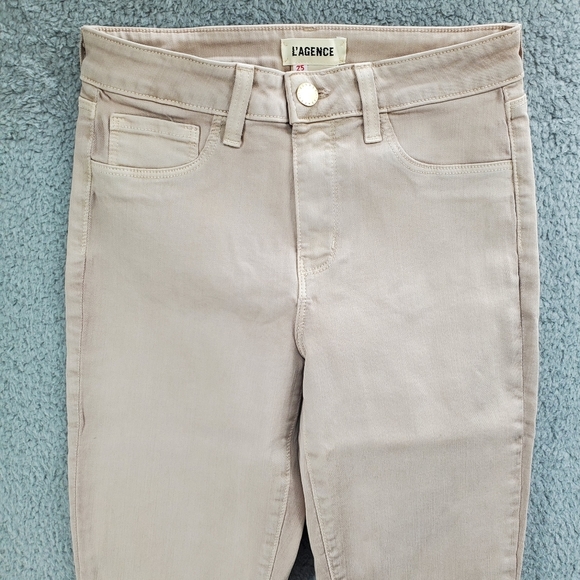 L'AGENCE Marguerite Skinny High Rise Jeans Biscuit - Picture 2 of 13